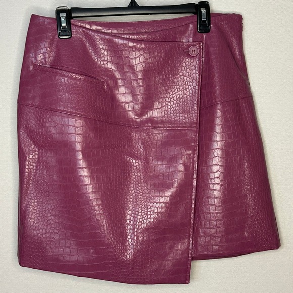 Worthington Dresses & Skirts - Worthington Faux Croc Asymmetrical Skirt in Deep Magenta